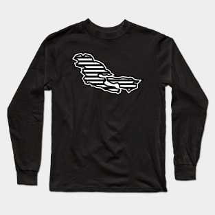 Pender Island Silhouette in Black and White Stripes - Line Pattern - Pender Island Long Sleeve T-Shirt